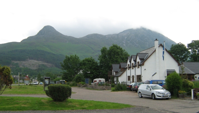 mountains rising into the mist seen from glencoe village